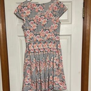 LC Lauren Conrad Gray and Pink Floral Dress